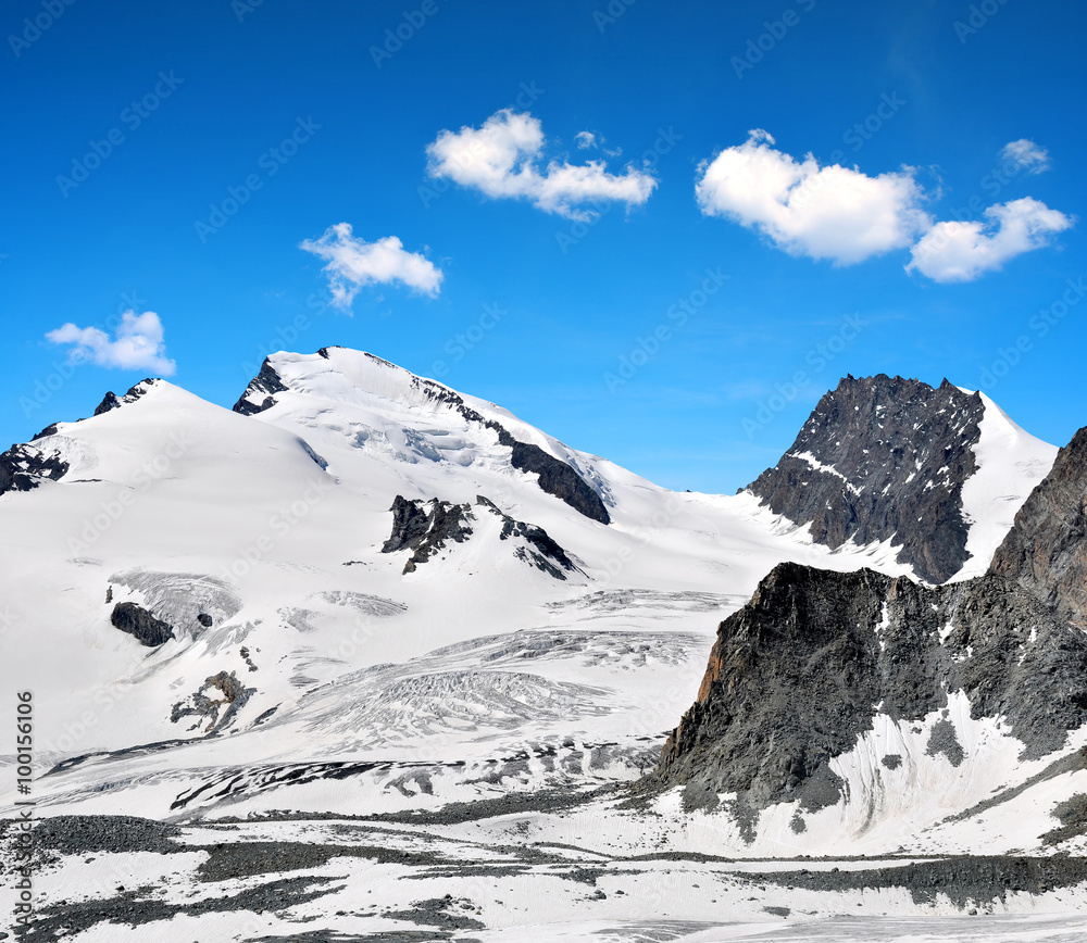 Strahlhorn and Rimpfischhorn in Pennine Alps, Switzerland