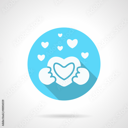 Round blue love confession flat vector icon
