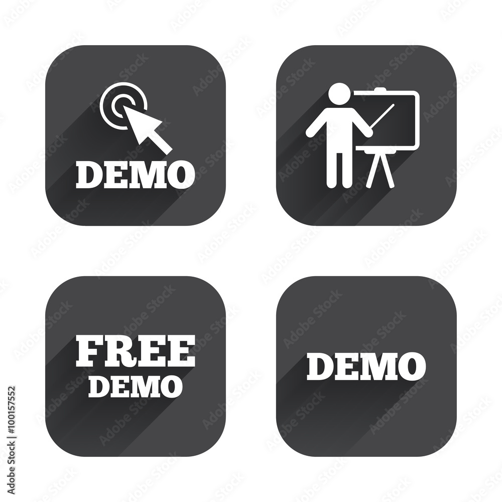 Demo with cursor icon. Presentation billboard Demo with cursor icon. Presentation billboard