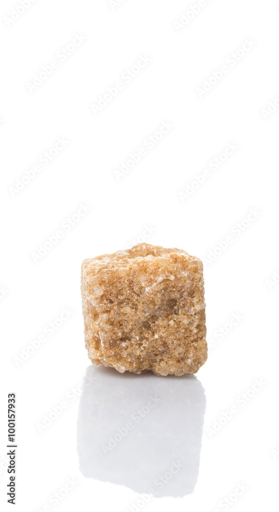 Brown sugarcane sugar cube over white background Brown sugarcane sugar cube over white background