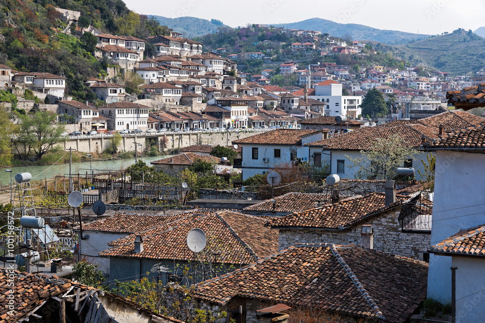Traditional architecture in the old town of Berat in Albania