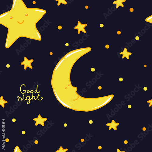 Good Night And Sweet Dreams Seamless Pattern