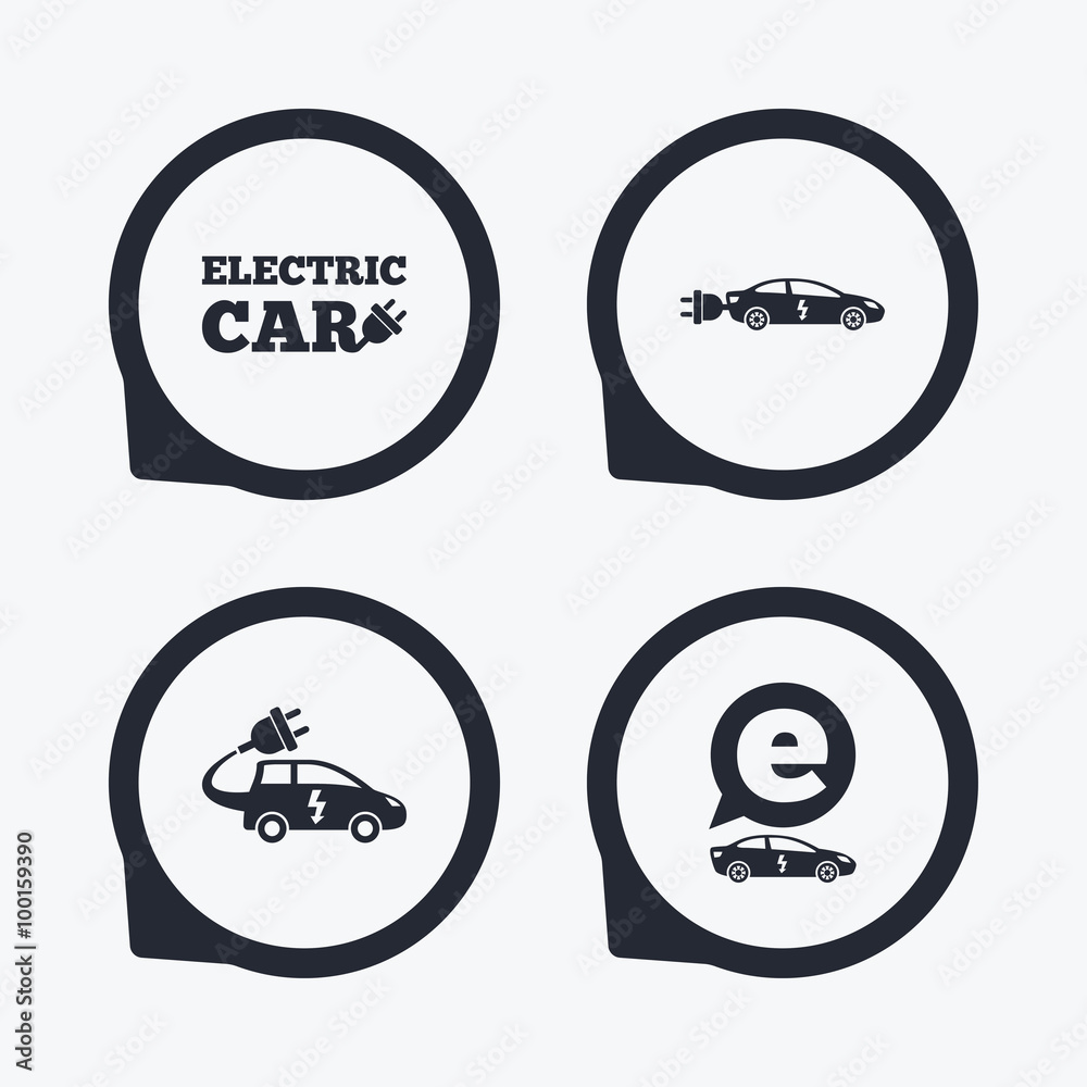 Electric car sign. Sedan and Hatchback transport Electric car sign. Sedan and Hatchback transport