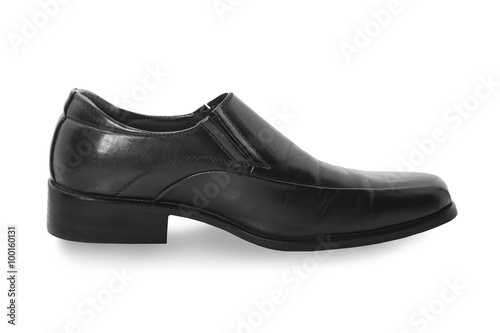 black man's shoes on white background