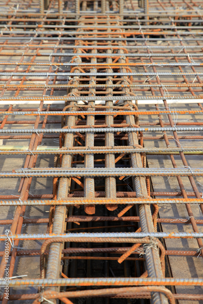 Steel grid on the construction site