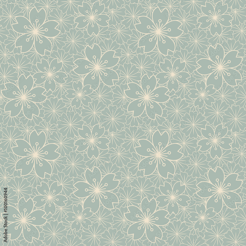 Fototapeta premium Elegant antique background image of Japanese sakura flower cross pattern. 