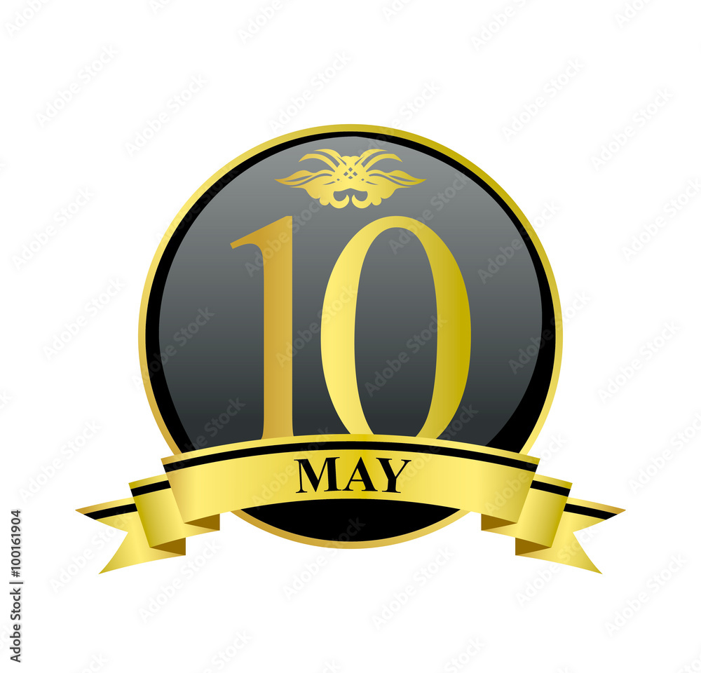 10 may golden calendar circle with ribbon 10 may golden calendar circle with ribbon