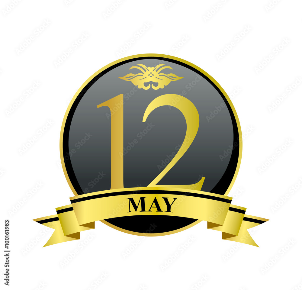 12 may golden calendar circle with ribbon 12 may golden calendar circle with ribbon