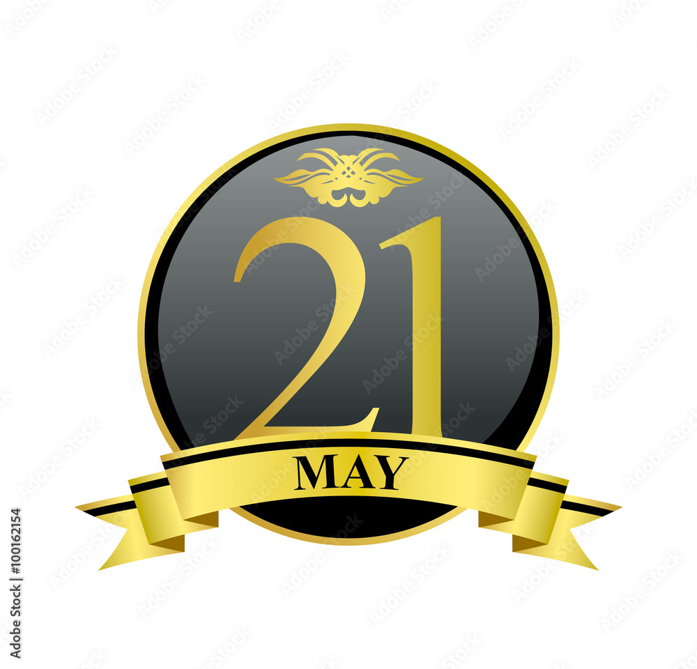 21 may golden calendar circle with ribbon 21 may golden calendar circle with ribbon