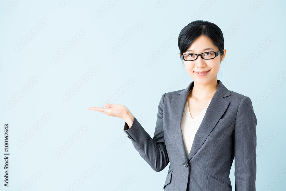 asian businesswoman isolated on blue background asian businesswoman isolated on blue background