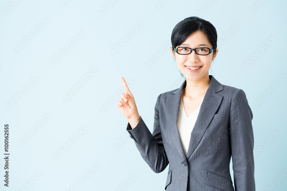 asian businesswoman isolated on blue background asian businesswoman isolated on blue background