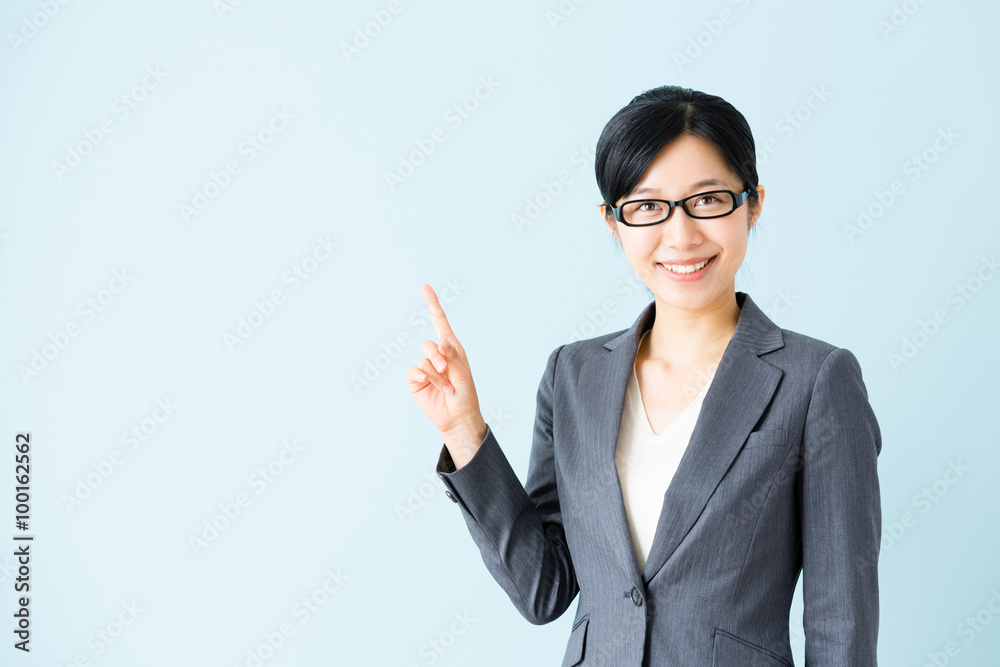 asian businesswoman isolated on blue background asian businesswoman isolated on blue background