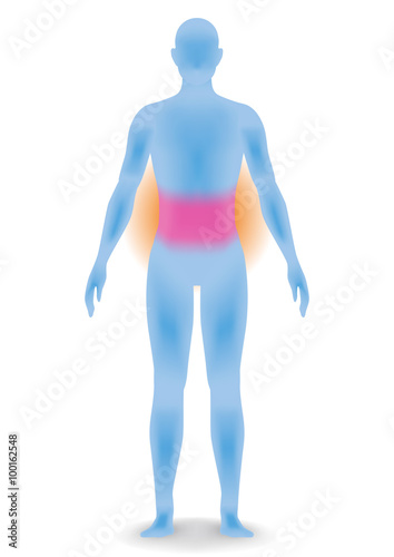 human body silhouette and lumbago, vector illustration