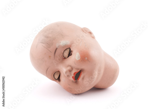 Obraz na plátne Sleeping doll head with clipping path