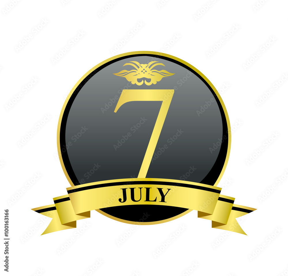 7 july golden calendar circle with ribbon 7 july golden calendar circle with ribbon