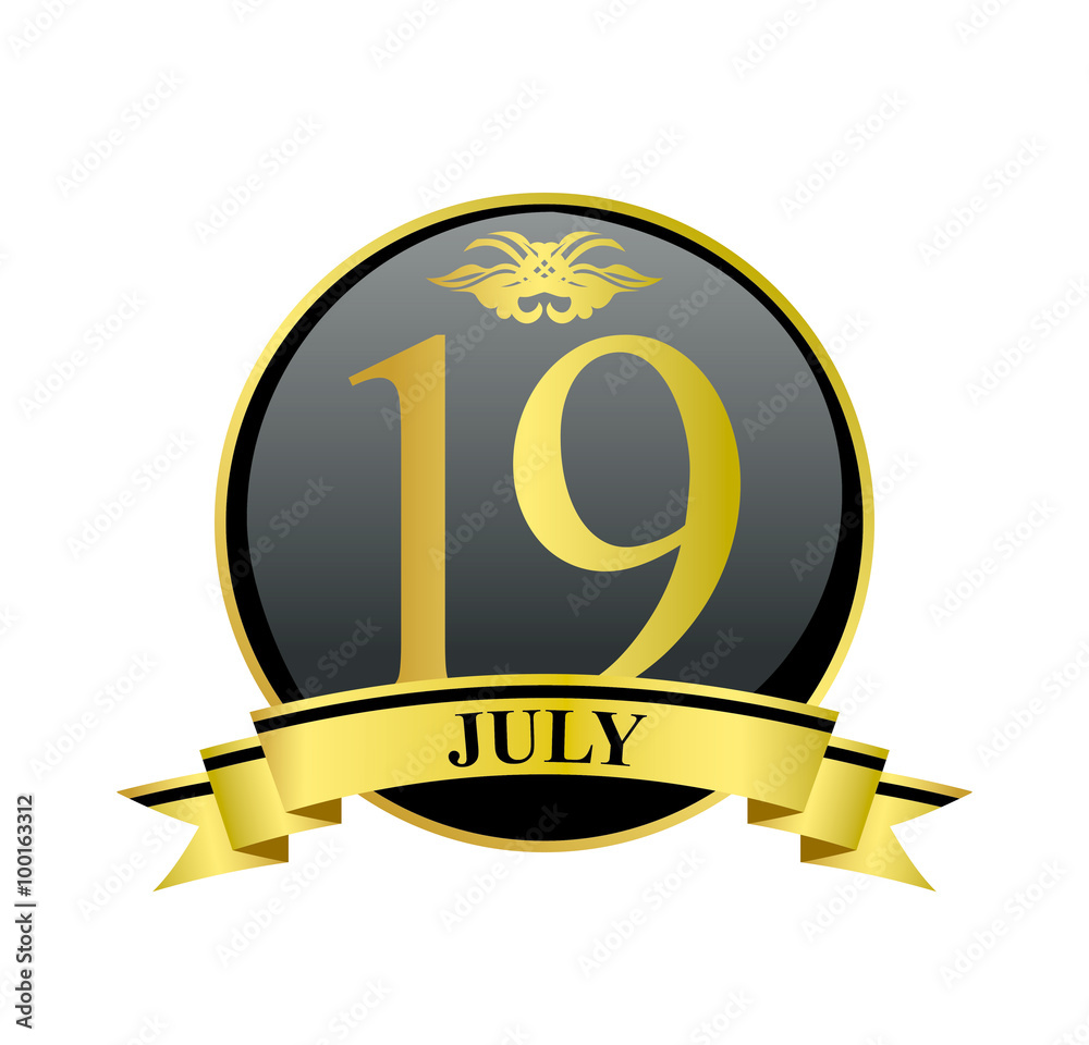 19 july golden calendar circle with ribbon 19 july golden calendar circle with ribbon