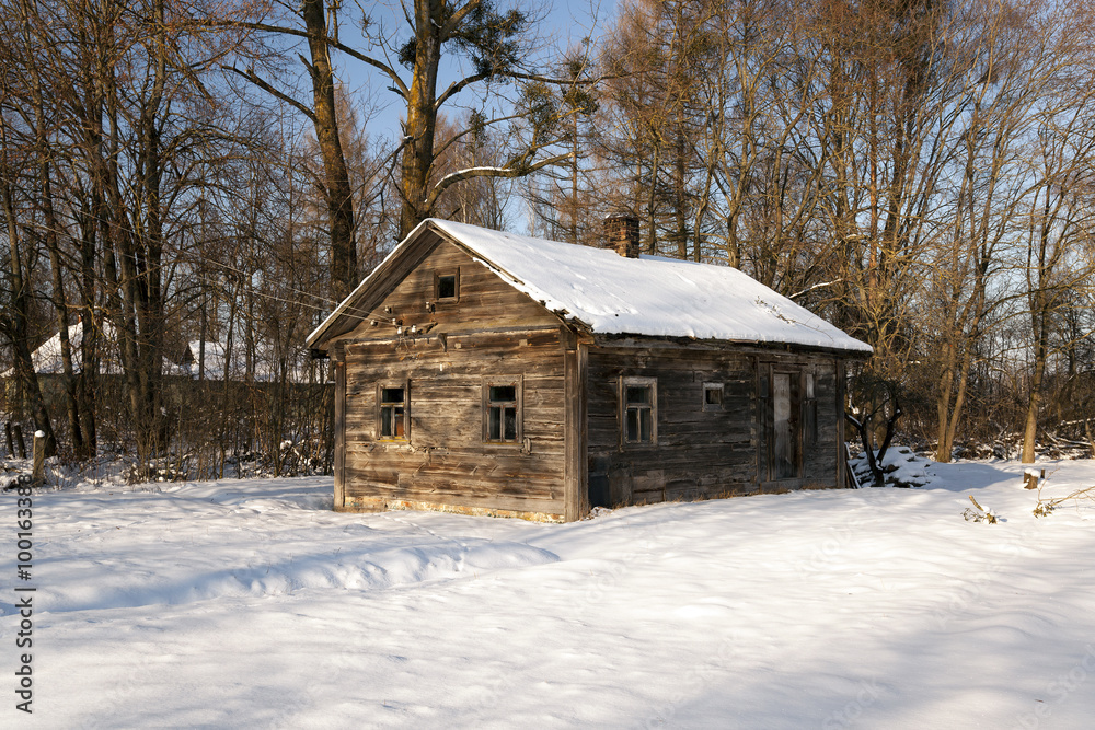 wooden house ,  winter