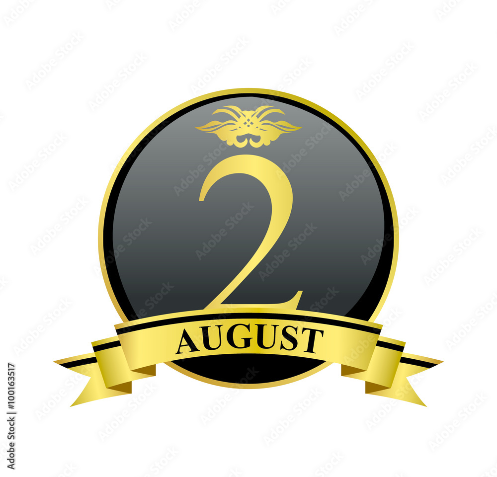2 august golden calendar circle with ribbon 2 august golden calendar circle with ribbon