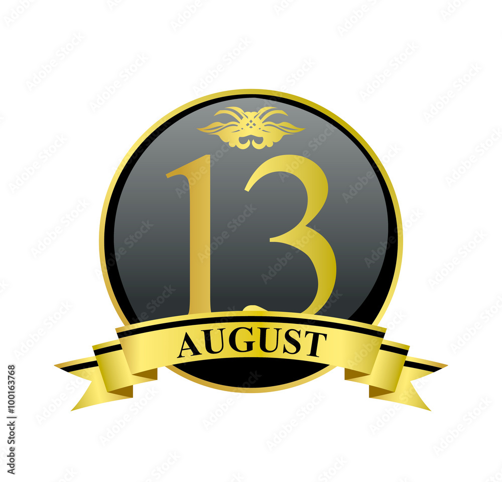 13 august golden calendar circle with ribbon 13 august golden calendar circle with ribbon