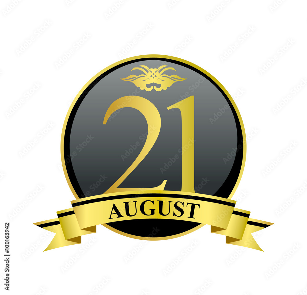 21 august golden calendar circle with ribbon 21 august golden calendar circle with ribbon