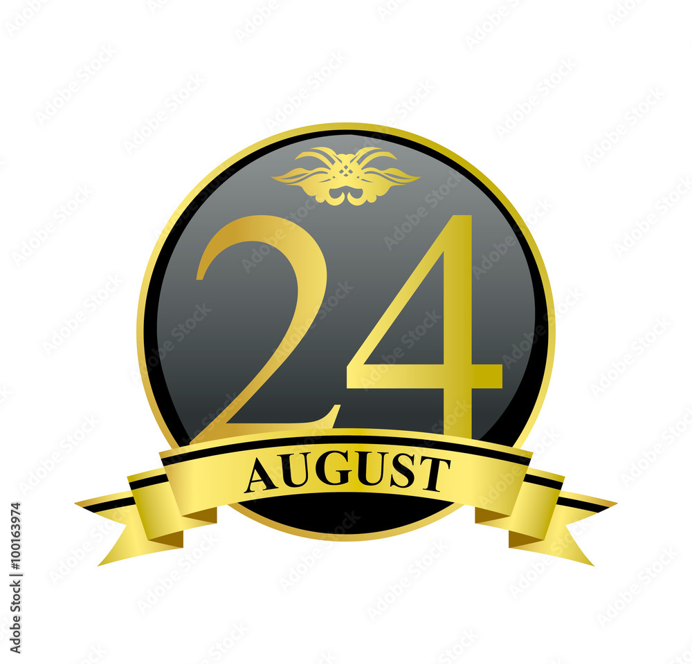24 august golden calendar circle with ribbon 24 august golden calendar circle with ribbon