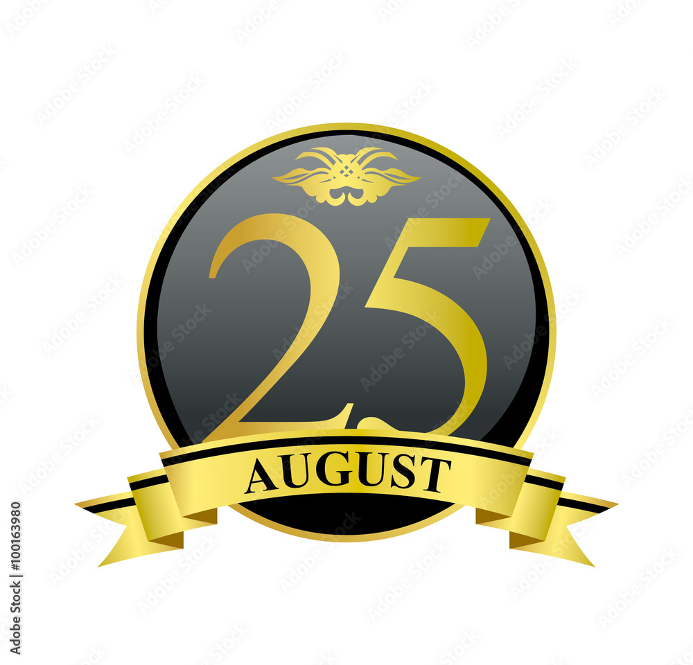 25 august golden calendar circle with ribbon 25 august golden calendar circle with ribbon
