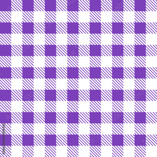 Tartan plaid seamless pattern. Kitchen checkered purple tablecloth fabric background.