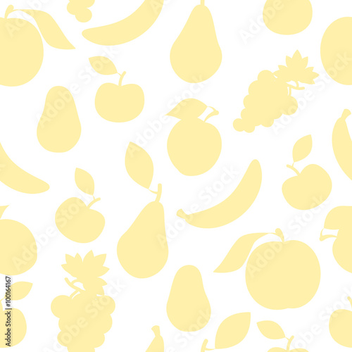 Pastel yellow color fruit pattern. Fruit seamless vector pattern for print and web. Subtle light food background. 