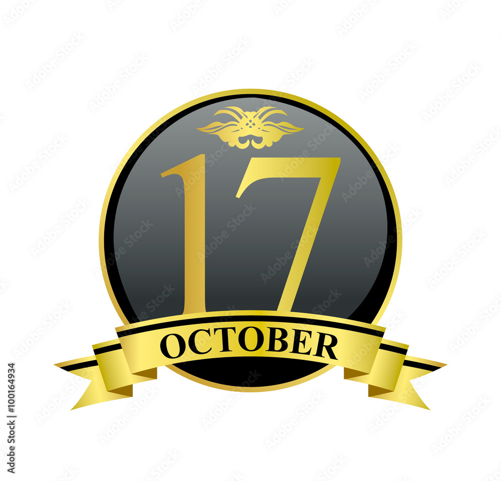 17 october golden calendar circle with ribbon 17 october golden calendar circle with ribbon
