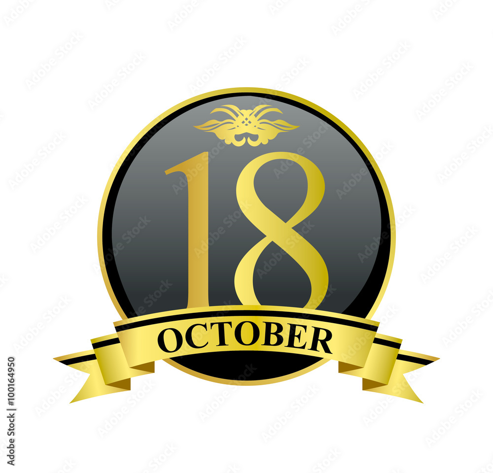 18 october golden calendar circle with ribbon 18 october golden calendar circle with ribbon