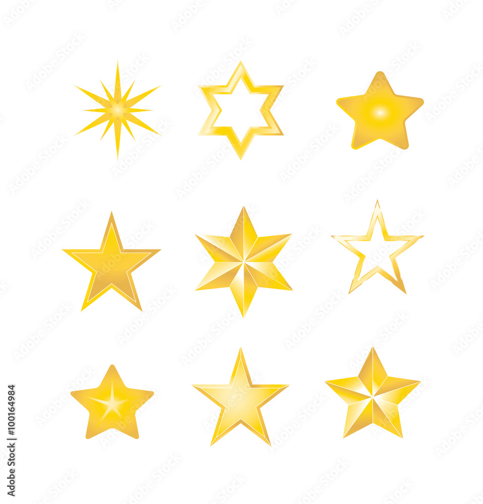 Vector set of gold star