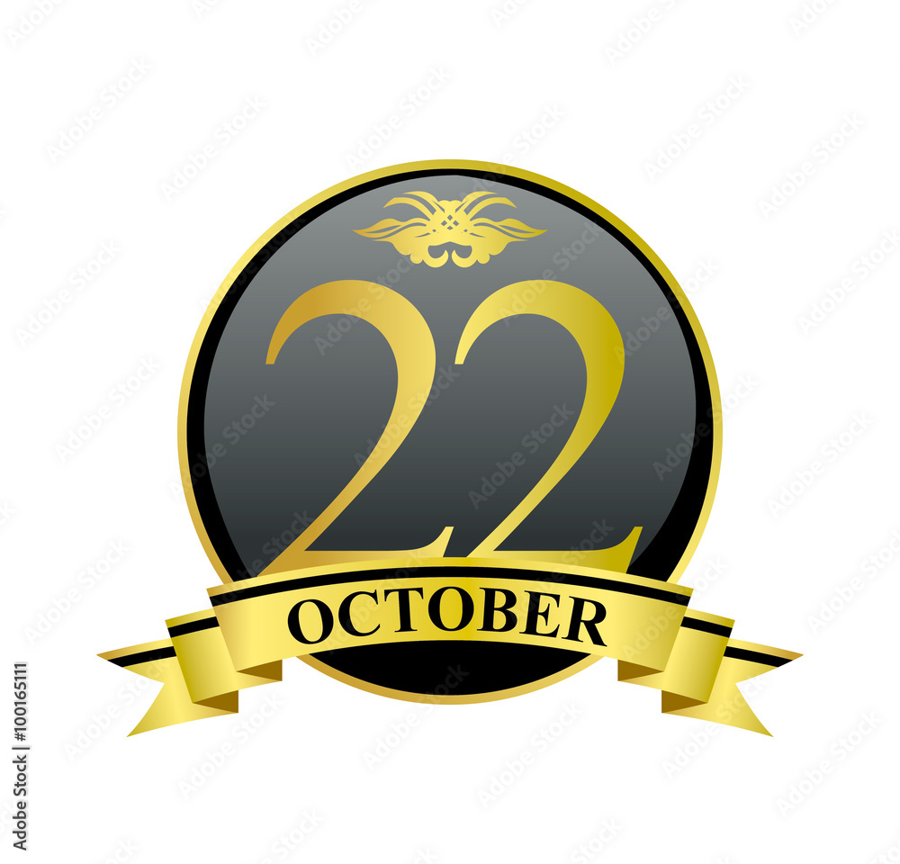 22 october golden calendar circle with ribbon 22 october golden calendar circle with ribbon