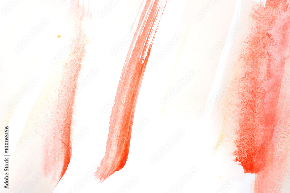 Fototapeta premium Red watercolor brush marks.
