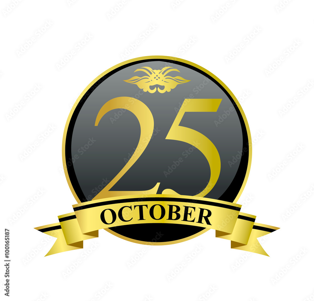 25 october golden calendar circle with ribbon 25 october golden calendar circle with ribbon