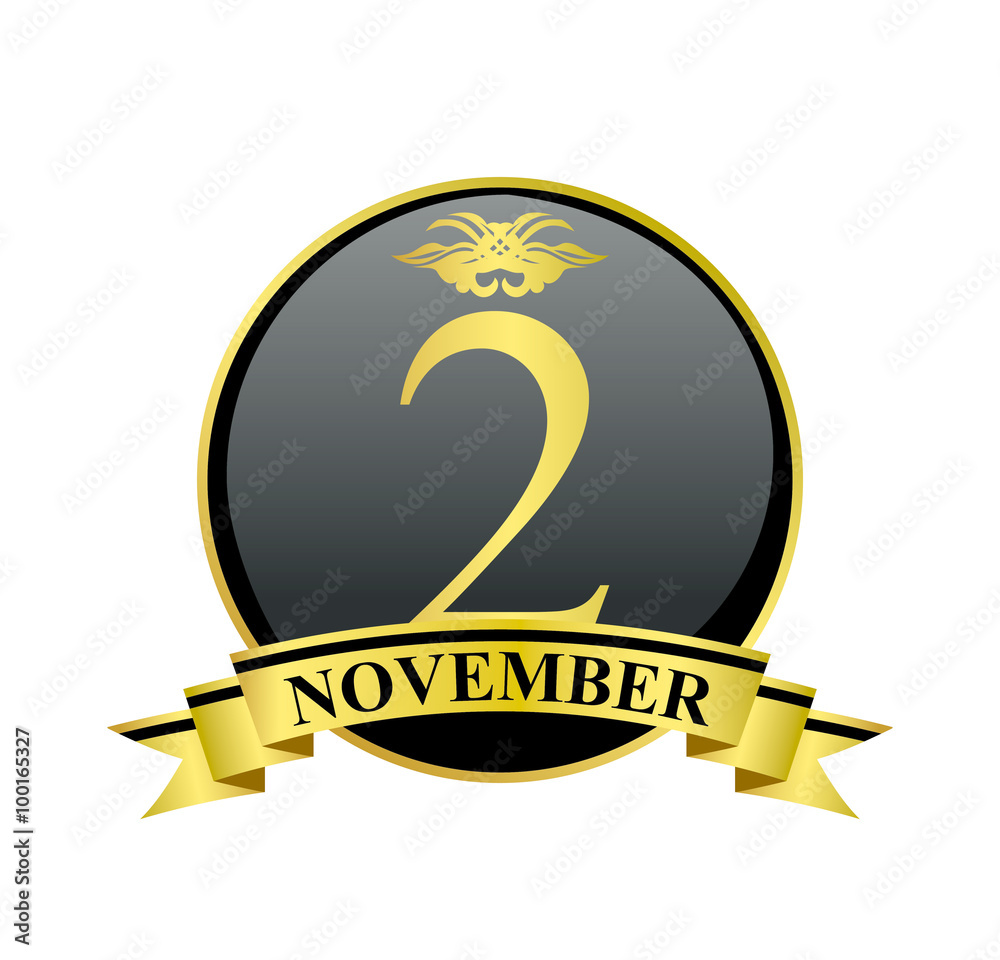 2 november golden calendar circle with ribbon 2 november golden calendar circle with ribbon