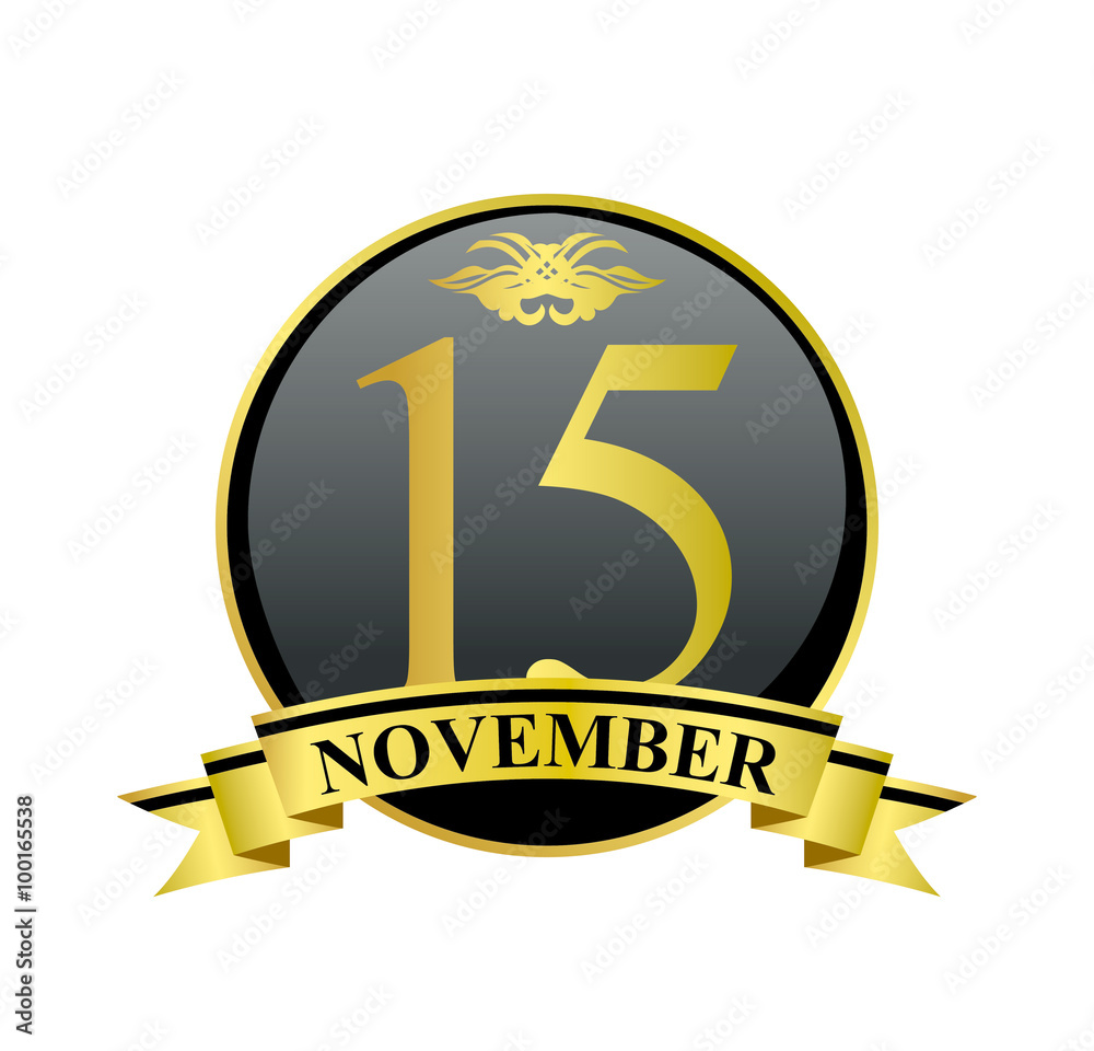15 november golden calendar circle with ribbon 15 november golden calendar circle with ribbon