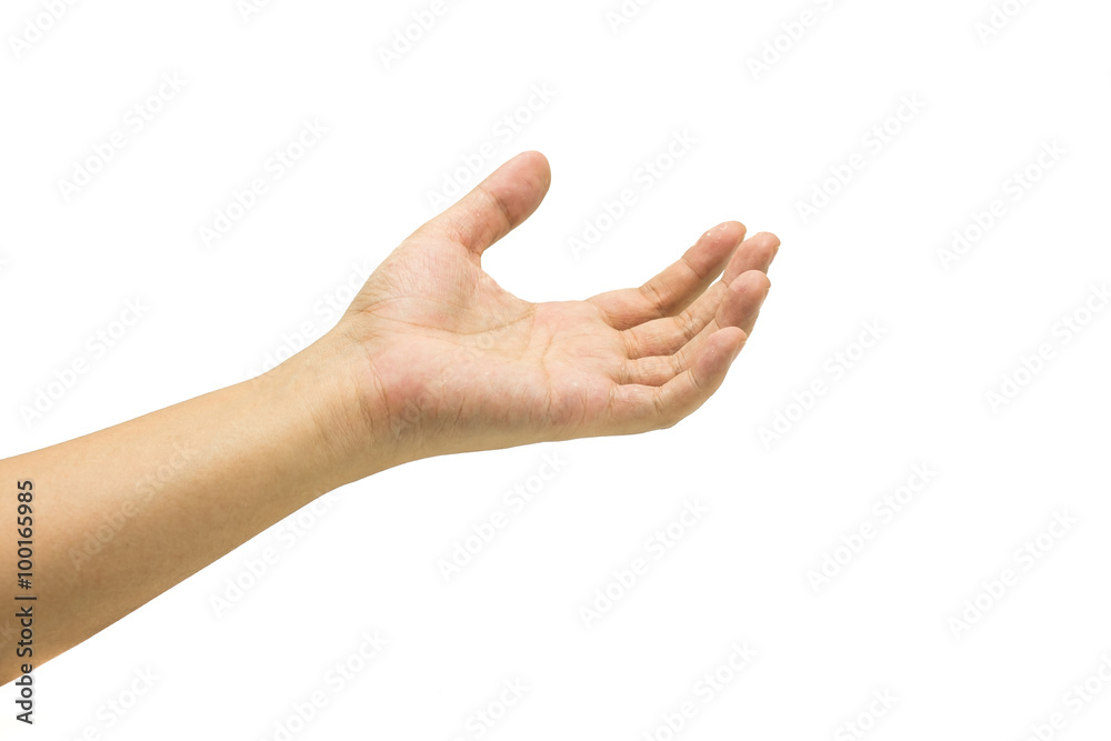 Hand of Asian man's open hand isolated on white Hand of Asian man's open hand isolated on white
