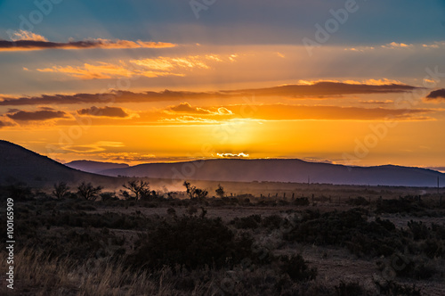 Outback South Australia beautiful orange sunset over the Flinders Ranges