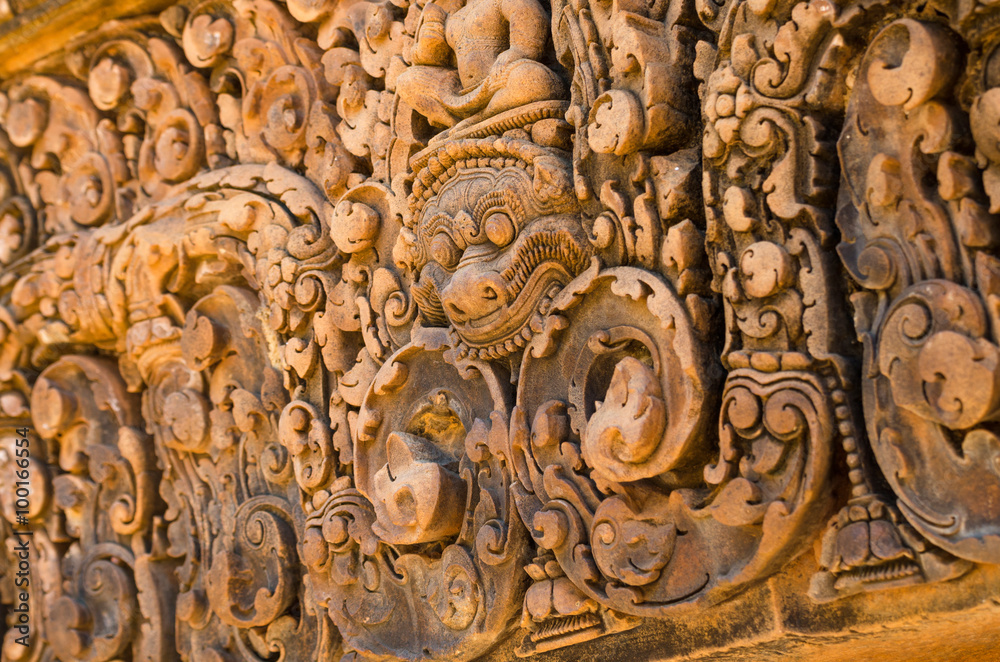 Carving details at Banteay Srei temple
