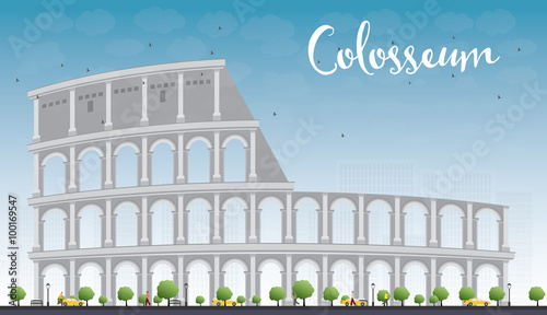 Photography Colosseum in Rome with blue sky