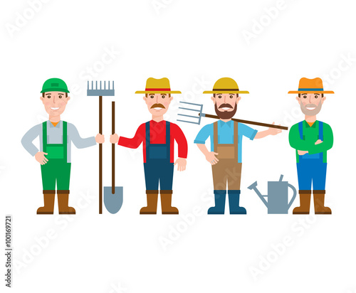 farmers and gardeners character set isolated on white background