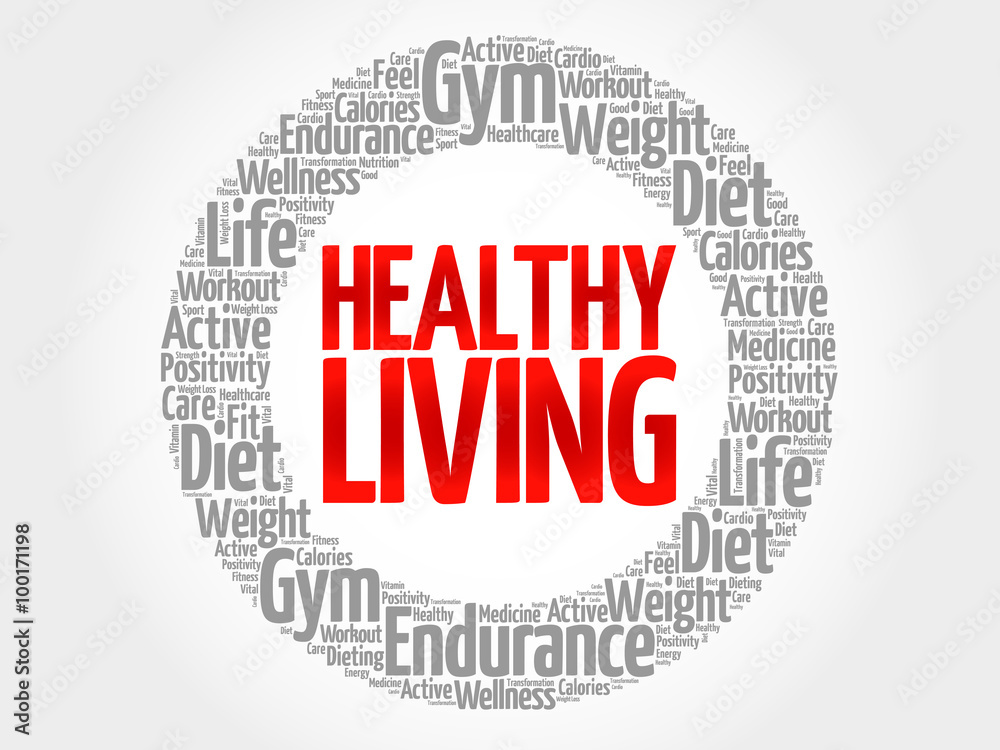 Healthy Living word cloud, health concept Healthy Living word cloud, health concept