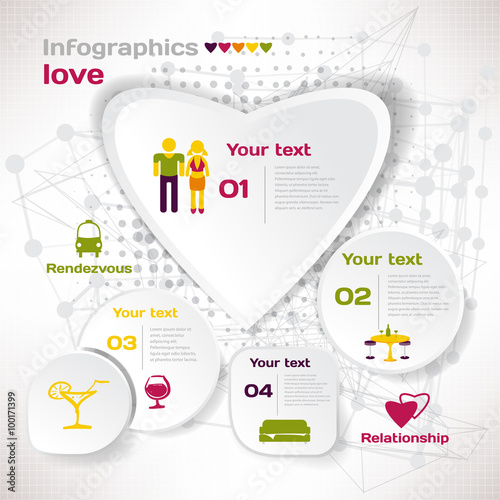 Vector elements for infographic. Template for Valentine love con