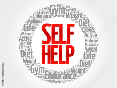 Self Help word cloud, health concept