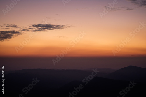 Beautiful sunrise view of Mountain landscape at Phu Rua National