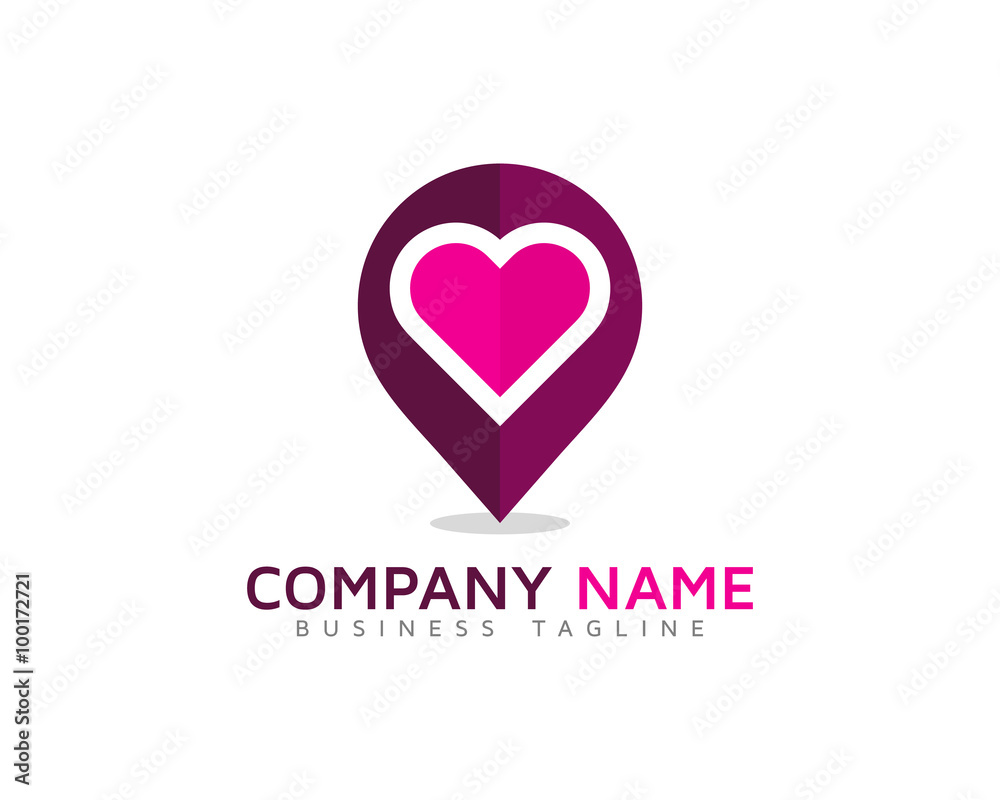 Love Point Locator Logo Design Template