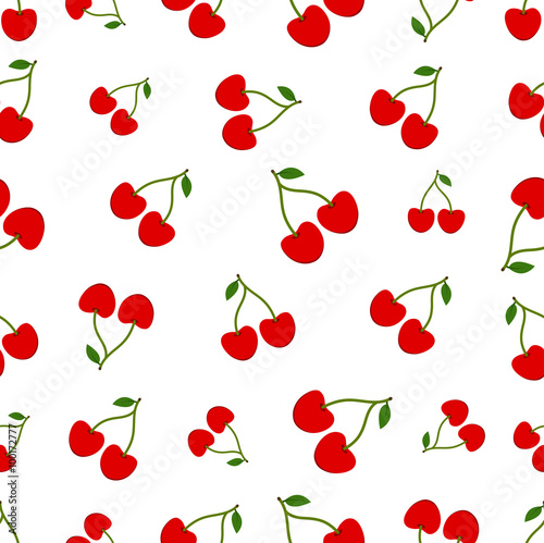 Obraz na płótnie seamless pattern with Ripe red cherry berries w salonie