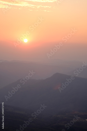 Beautiful sunrise view of Mountain landscape at Phu Rua National © NYgraphic