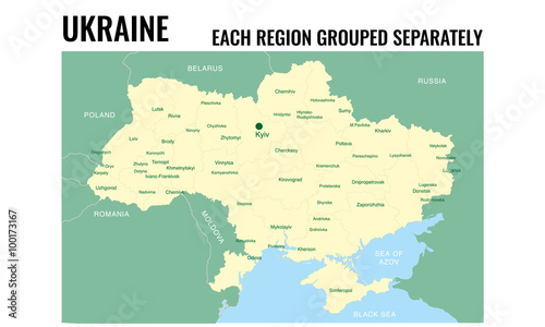 Ukraine map with regions UA
