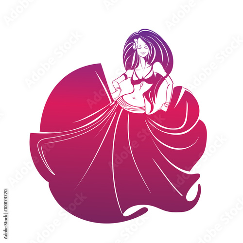 Dancing woman in expressive pose. flat silhouette